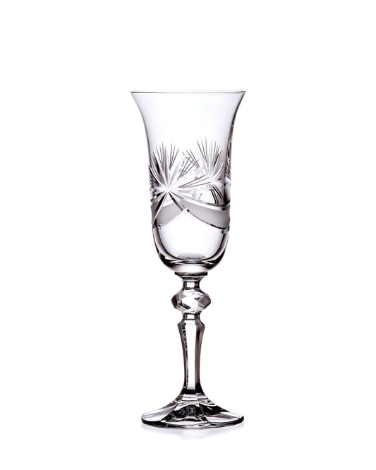 Bohemia Crystal Laura Hand Cut Champagne Glasses Decor Bow/150ml (set of 6 pcs)