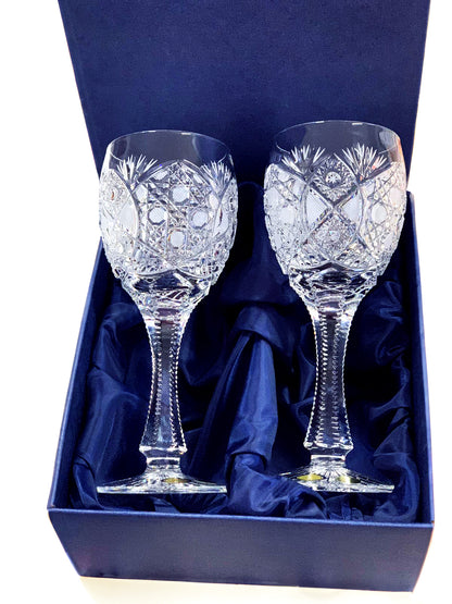 Bohemia Crystal Hand cut wine glasses 130ml (set of 2)