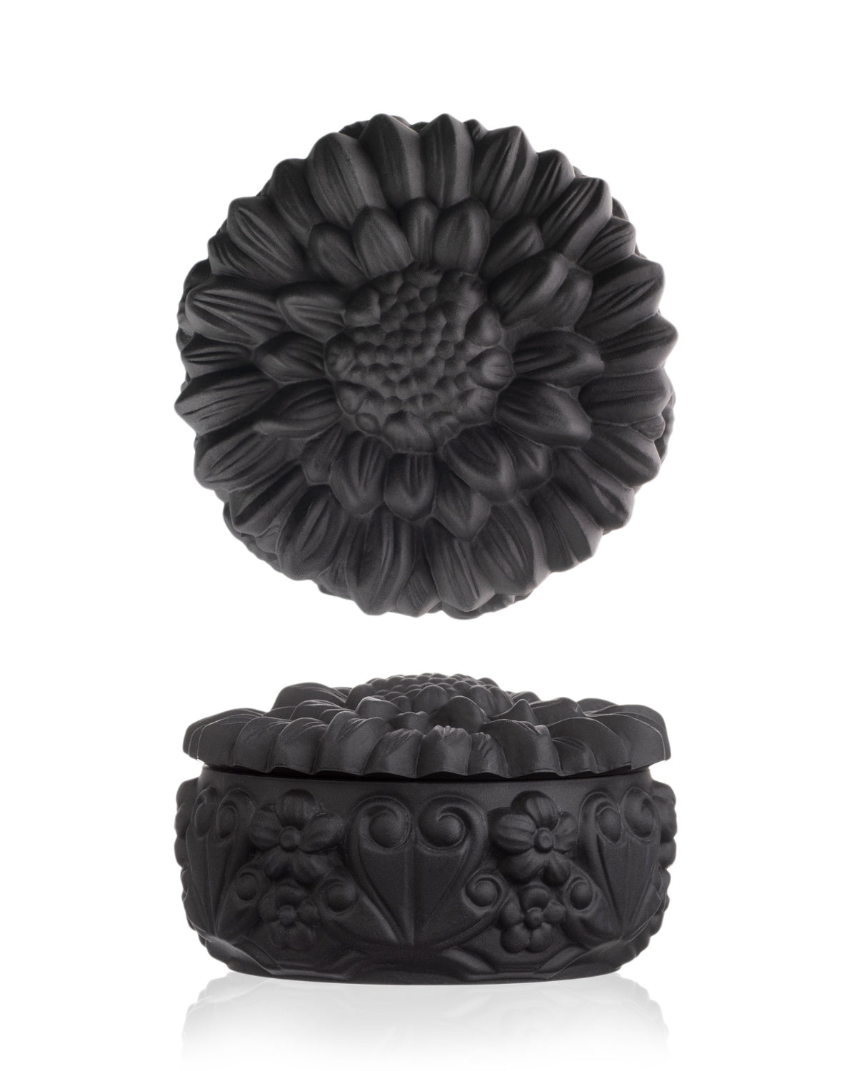 Bohemia Crystal Box with lid Sunflowers - Black