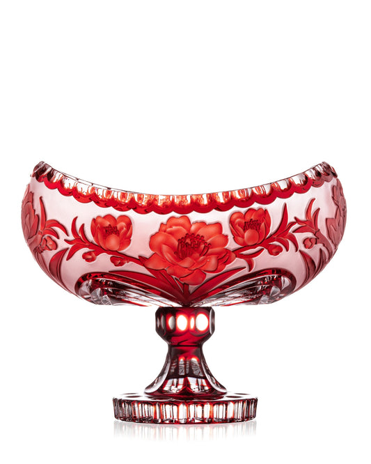 Bohemia Crystal Hand cut footed bowl Sakura Ruby 305mm
