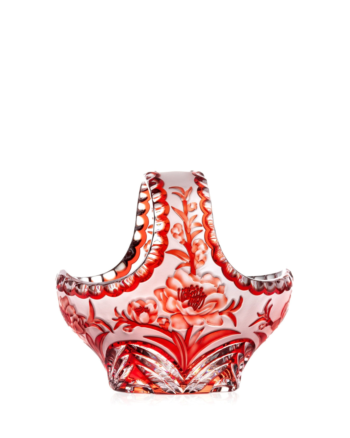 Bohemia Crystal Hand cut basket Sakura Ruby 205mm