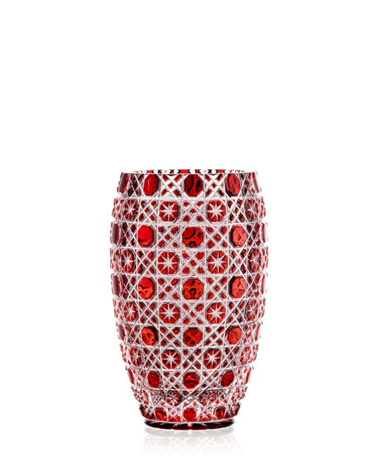 Bohemia Crystal Hand cut vase Osmihran Ruby 205mm