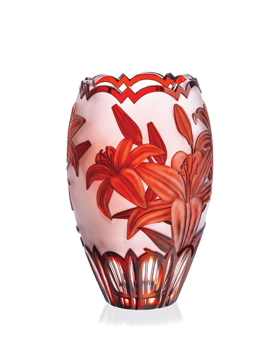 Bohemia Crystal Lilly Hand Cut Vase 300mm - Ruby