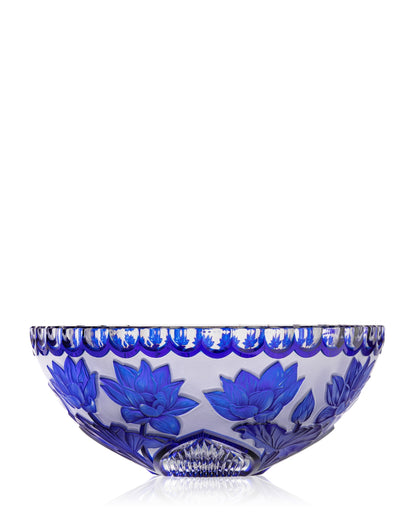 Bohemia Crystal Hand cut bowl Lotos Blue 280mm