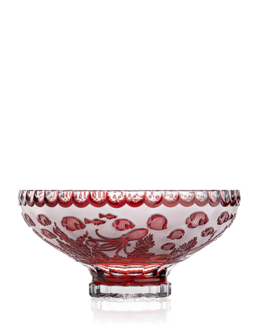 Bohemia Crystal Hand cut bowl Ocean Ruby 305mm
