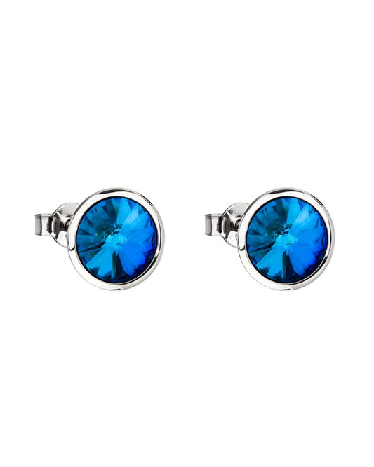 Bohemia Crystal Uniques Earrings Made of Surgical Steel with Preciosa Crystal - Blue 7095 46
