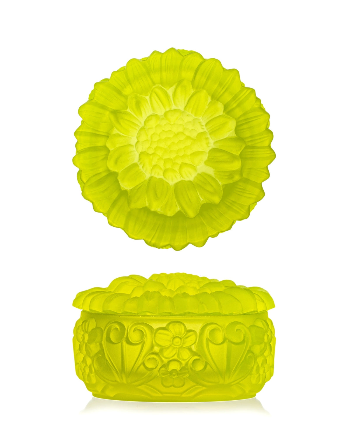 Bohemia Crystal Sunflower jar with lid made of uranium crystal