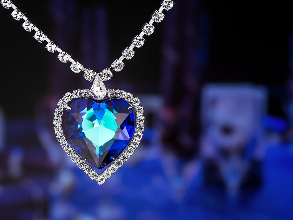 Bohemia Crystal Strass Necklace Heart with Czech Crystal Preciosa - Blue 2025 46.