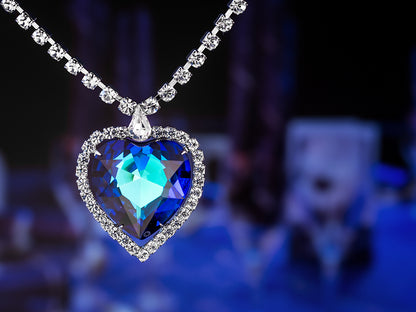 Bohemia Crystal Strass Necklace Heart with Czech Crystal Preciosa - Blue 2025 46.