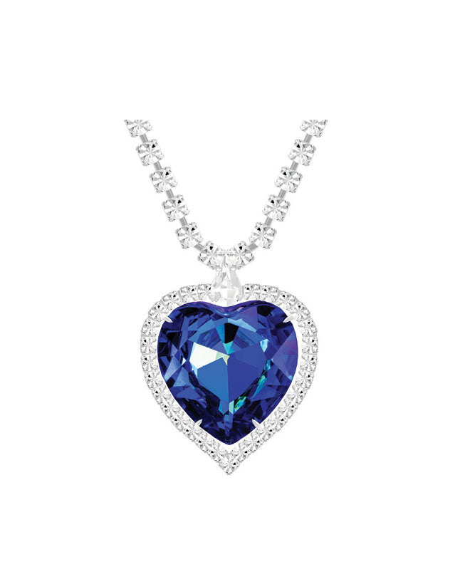 Bohemia Crystal Strass Necklace Heart with Czech Crystal Preciosa - Blue 2025 46.