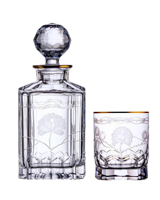 Bohemia Crystal Hand-Cut Whisky Set 99999/18731/121 (1 Decanter + 2 Glasses)