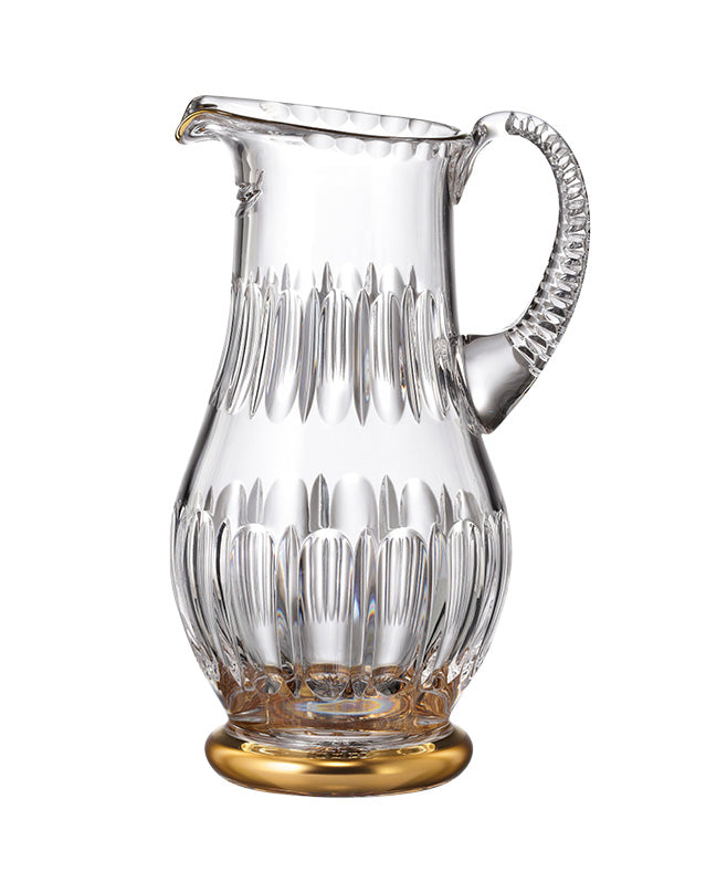 Bohemia Crystal hand cut jug Daisy Line Gold 1300ml
