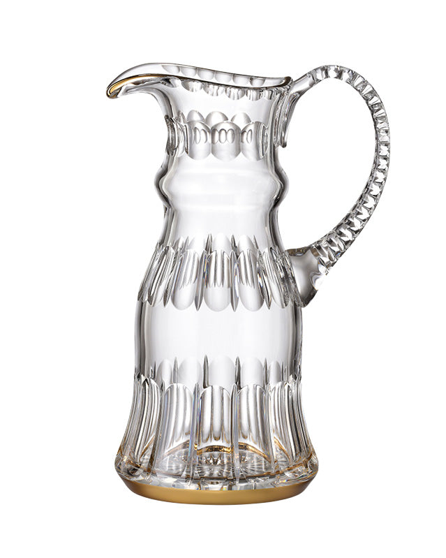 Bohemia Crystal hand cut jug Daisy Line Gold 1200ml