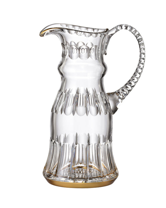 Bohemia Crystal hand cut jug Daisy Line Gold 1200ml